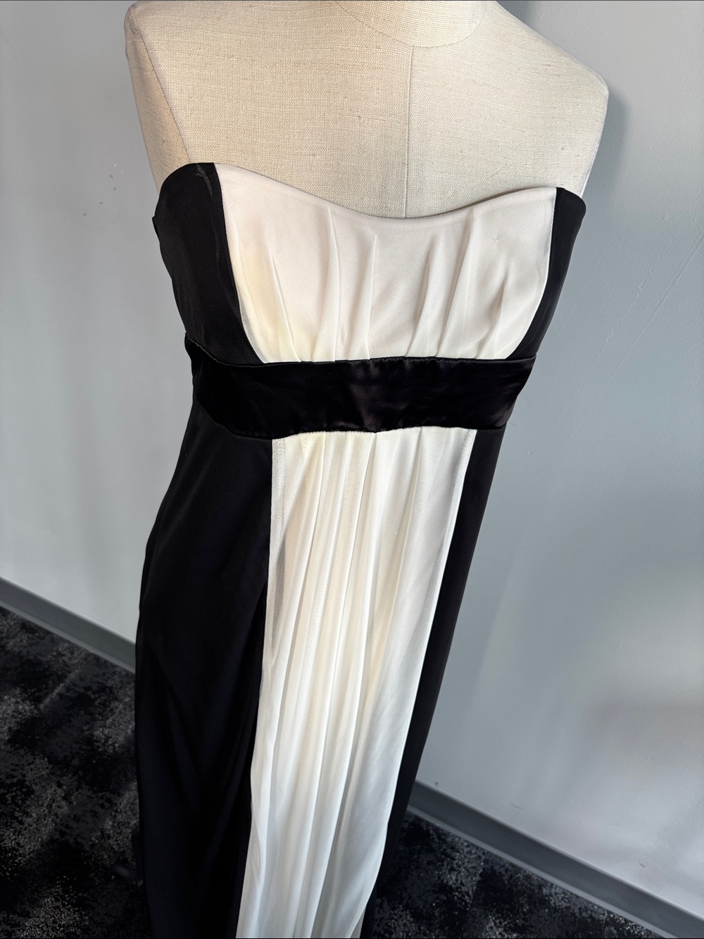 Speechless Black and White Strapless Evening Gown